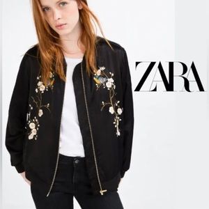 Zara Embroidered Floral Bomber Jacket